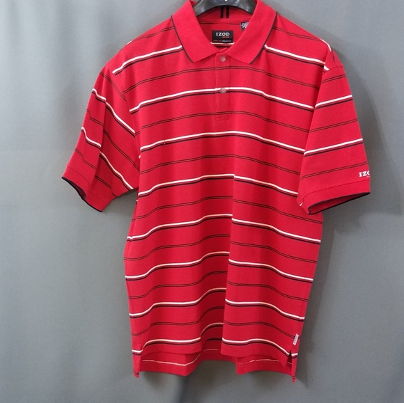 IZOD red stripe polo mens cool-fx swing flex XL - Picture 1 of 9
